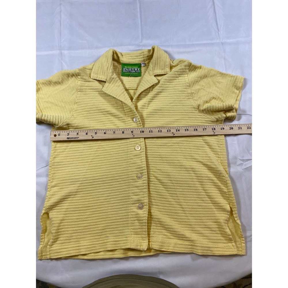 Big Bud Press Pantry Button Up Shirt Yellow Textured Short Sleeve XXS - Picture 7 of 9